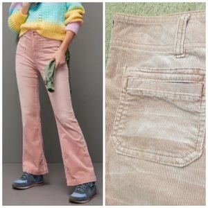 Anthropologie Pilcro Trouser Bootcut Corduroy Pants High Rise Pink